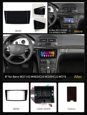 Штатная магнитола MERCEDES E класс W211/S211 2002-2009, CLS W219 2004-2010 OL-8949-S9 8", 1024*600 в Тюмени