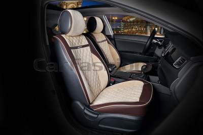 Накидки автомобильные Carfashion Фронт "BARCELONA" коричневый/бежевый/коричневый/бежевый купить в Тюмени