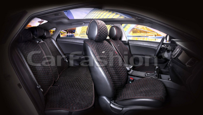 Комплект Накидок Carfashion "CAPRI PRO PLUS" черный/черный/красный купить в Тюмени