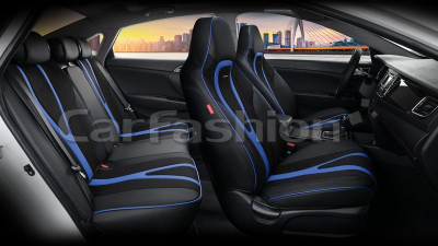 Комплект каркасных чехлов 5D "INTEGRAL PLUS" черный/черный/синий купить в Тюмени