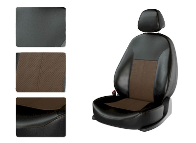 Автомобильные чехлы для LADA LARGUS LUX 5мест черный/коричневый/коричневый