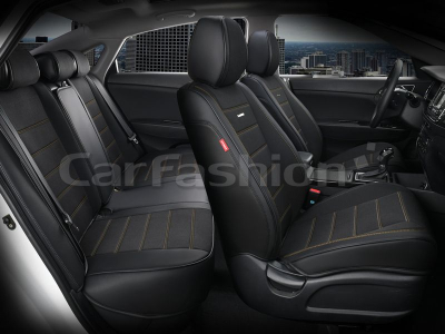 Комплект каркасных чехлов 5D "MAYER PLUS" черный/черный/желтый купить в Тюмени