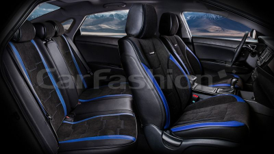 Комплект каркасных чехлов 5D "SMART PLUS" черный/черный/синий купить в Тюмени