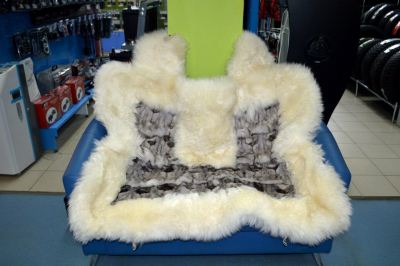 Накидки на сиденье дл. мех+Лиса комплект перед+зад (Бел+БелСер) купить в Тюмени