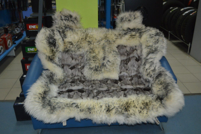 Накидки на сиденье дл. мех+Лиса комплект перед+зад (БелЧерн+БелЧерн) купить в Тюмени