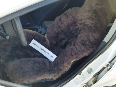 Накидка на переднее сиденье длинный мех+Лиса (капучино) купить в Тюмени