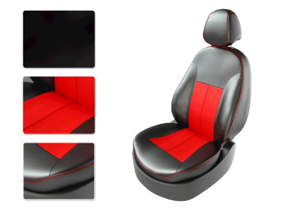 Автомобильные чехлы для LADA LARGUS LUX 5мест черный/красный/красный