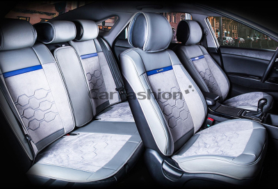 Комплект Накидок Carfashion "EVOLUTION PLUS" серый/темно-серый/синий изображение Комплект Накидок Carfashion "EVOLUTION PLUS" серый/темно-серый/синий купить в Тюмени