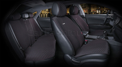 Комплект Накидок Carfashion для автомобиля "PALERMO PLUS" черный/красный изображение Комплект Накидок Carfashion для автомобиля "PALERMO PLUS" черный/красный купить в Тюмени