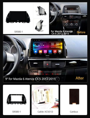 Штатная магнитола MAZDA Mazda6 2012-2014 с поддержкой всех штатных функций OL-9580 9'', 1024*600