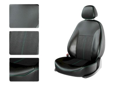 Автомобильные чехлы для HYUNDAI "SOLARIS HB разд" черный/черный/зеленый купить в Тюмени