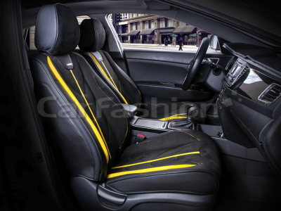 Каркасные чехлы фронт 5D "START" черный/черный/желтый купить в Тюмени