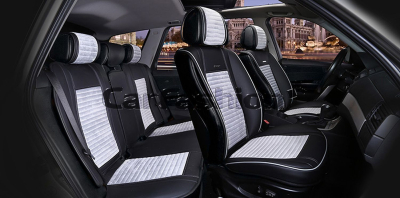 Комплект Накидок Carfashion "MADRID PLUS" черный/т.серый/серый/серый купить в Тюмени