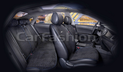 Комплект Накидок Carfashion "CAPRI PRO PLUS" черный/черный/синий купить в Тюмени