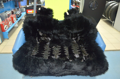 Накидки на сиденье дл. мех ОВЦЫ+ЛИСА стриж. комплект перед+зад (Черн+Черн) купить в Тюмени