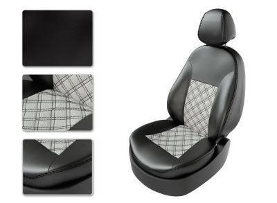 Автомобильные чехлы для HONDA CRV 4 с 2013 черный/замш серый/серый