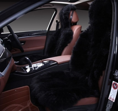 Накидка на сиденье длинный ворс передние (черные)