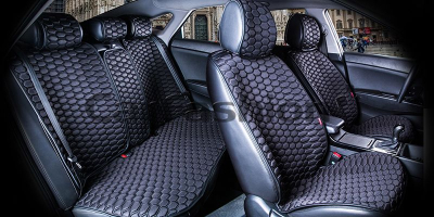 Комплект Накидок Carfashion для автомобиля "CARBON PLUS" черный/черный/черный
