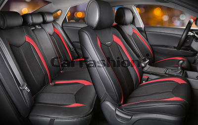 Комплект Накидок Carfashion для автомобиля "URBAN PLUS" черный/черный/красный купить в Тюмени