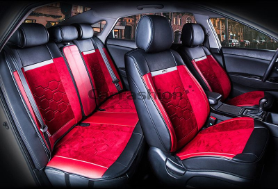 Комплект Накидок Carfashion "EVOLUTION PLUS" бордовый/черный/серый купить в Тюмени