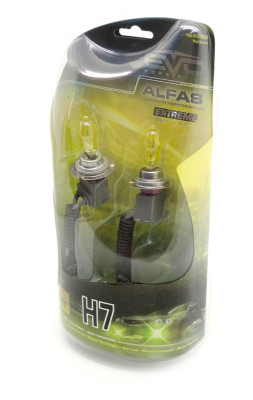 Газонаполненные лампы EVO "Alfas" "Максимальная освещённость" жёлтый 2800K H7, комплект 2 шт.