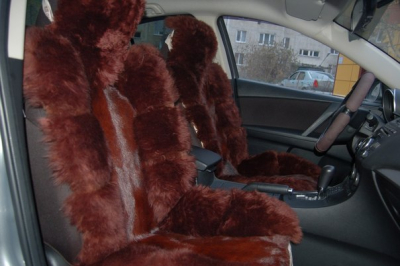 Накидка на сиденье дл. мех ОВЦЫ+ВОЛК (Темно-Корчн.) купить в Тюмени