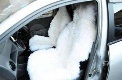 Накидка на сиденье длинный ворс передние (белые)