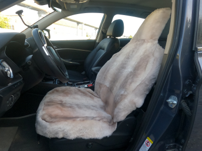 Накидки передние на сиденье авто, мутон на шкуре с юбкой и боками (Жемчуг) купить в Тюмени