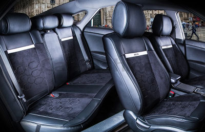 Комплект Накидок Carfashion для автомобиля "EVOLUTION PLUS" черный/черный/белый купить в Тюмени